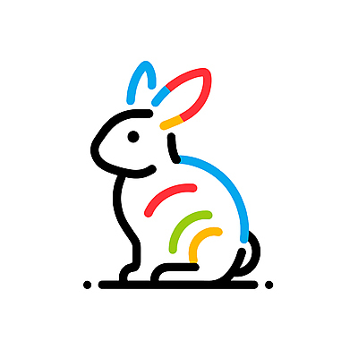 아이콘 선 사람없음 컬러풀 귀여움 토끼 심플 미니멀 2D아이콘 AI파일 컬러 컨셉 포유류 반려동물 파일형식 벡터