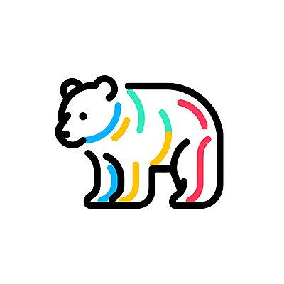 아이콘 선 곰 사람없음 컬러풀 귀여움 심플 미니멀 2D아이콘 AI파일 동물 컬러 컨셉 포유류 파일형식 벡터