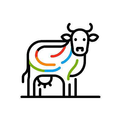 아이콘 선 사람없음 컬러풀 귀여움 젖소 심플 미니멀 2D아이콘 AI파일 컬러 컨셉 소 파일형식 벡터