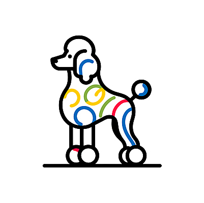 아이콘 선 사람없음 컬러풀 귀여움 강아지 심플 푸들 미니멀 2D아이콘 AI파일 컬러 컨셉 반려동물 개 파일형식 벡터