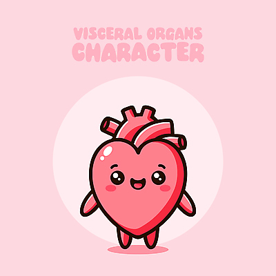 교육 분홍색 일러스트 의학 건강 웃음 사람없음 귀여움 심장 만화 의학캐릭터 일러캐릭터 AI파일 캐릭터 컬러 컨셉 표정 장기_의학 파일형식 벡터
