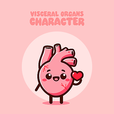 교육 분홍색 일러스트 의학 건강 웃음 사람없음 귀여움 하트 심장 만화 의학캐릭터 일러캐릭터 AI파일 모양 캐릭터 컬러 컨셉 표정 장기_의학 파일형식 벡터