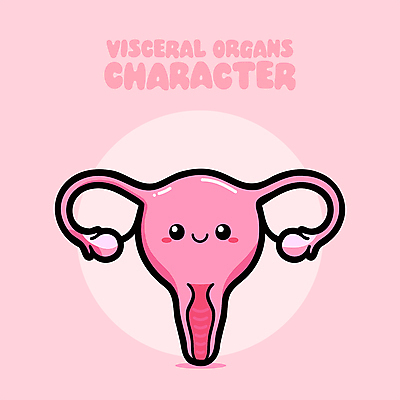 교육 분홍색 일러스트 의학 건강 웃음 사람없음 귀여움 만화 자궁 난소 의학캐릭터 일러캐릭터 AI파일 캐릭터 컬러 컨셉 표정 장기_의학 파일형식 벡터