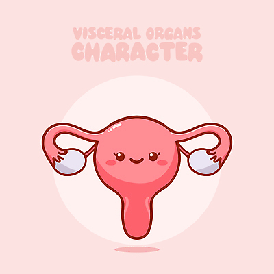 교육 분홍색 일러스트 의학 건강 웃음 사람없음 귀여움 만화 자궁 난소 의학캐릭터 일러캐릭터 AI파일 캐릭터 컬러 컨셉 표정 장기_의학 파일형식 벡터