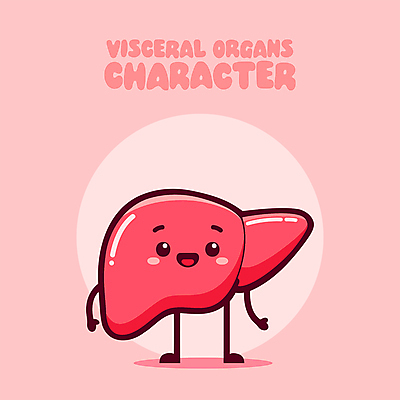 교육 분홍색 일러스트 의학 건강 웃음 사람없음 귀여움 만화 간 의학캐릭터 일러캐릭터 AI파일 캐릭터 컬러 컨셉 표정 장기_의학 파일형식 벡터