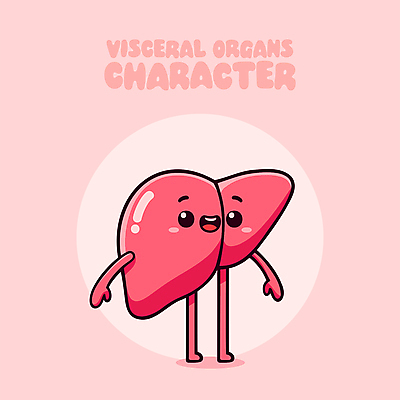 교육 분홍색 일러스트 의학 건강 웃음 사람없음 귀여움 만화 간 의학캐릭터 일러캐릭터 AI파일 캐릭터 컬러 컨셉 표정 장기_의학 파일형식 벡터