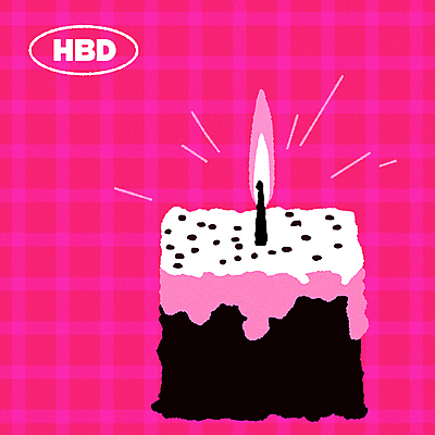 분홍색 일러스트 촛불 불꽃 사람없음 반짝임 케이크 축하 생일 키치 국내일러스트 AI파일 카드프레임 기념일 컬러 컨셉 초 모션 불 디저트 프레임 파일형식 벡터