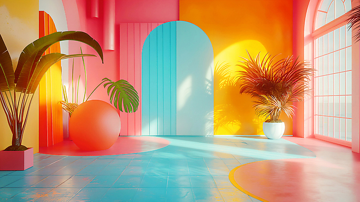 JPG 편집이미지 백그라운드 사람없음 빛 인테리어 컬러풀 공간 디지털합성 복고 편집소스 편집실사 AI포토 AI콘텐츠 디자인 컬러 CG 파일형식