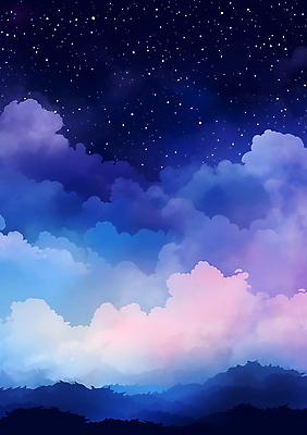 JPG 구름 백그라운드 야경 일러스트 자연 밤하늘 하늘 사람없음 보라색 새벽 감성 국내일러스트 AI일러스트 AI콘텐츠 자연요소 컬러 컨셉 야간 생태계 파일형식 풍경_경치