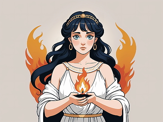 JPG 드레스 여자 일러스트 불꽃 왕관 한명 들기 상반신 성인 뜨거움 신화 그리스로마신화 그리스신 여신 성인여자한명만 헤스티아 국내일러스트 AI일러스트 AI콘텐츠 1 옷 모션 불 사람 신_종교 여자한명만 성인여자만 파일형식