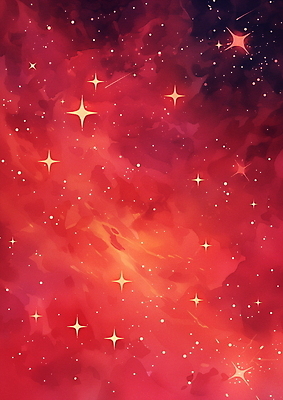 JPG 구름 백그라운드 일러스트 하늘 수채화 사람없음 빨간색 반짝임 우주 팬시 은하수 성운 갤럭시 국내일러스트 AI일러스트 AI콘텐츠 자연요소 컬러 모션 자연 파일형식