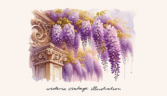 PSD 조각 일러스트 자연 사람없음 보라색 낭만 빈티지 분위기 등나무 국내일러스트 나무 컬러 컨셉 생태계 파일형식