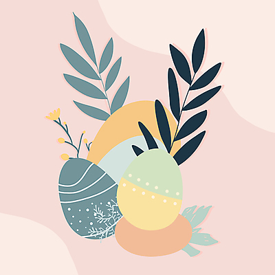 배너 기독교 잎 일러스트 프레임 사람없음 장식 천주교 부활절계란 카피스페이스 국내일러스트 AI파일 식물 종교 부활절 계란 공백 파일형식 벡터