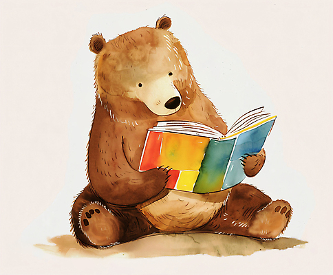 PSD 일러스트 곰 수채화 들기 사람없음 책 스터디 독서 귀여움 국내일러스트 동물 컨셉 포유류 모션 학습 파일형식