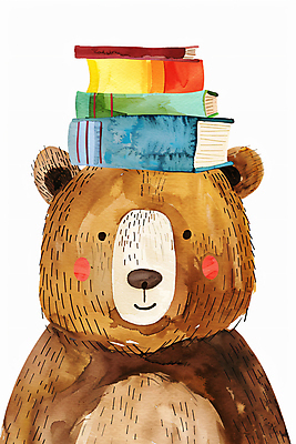 PSD 일러스트 곰 수채화 사람없음 스터디 독서 귀여움 머리위 국내일러스트 동물 컨셉 포유류 학습 파일형식