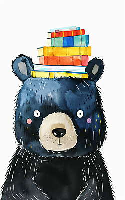 PSD 일러스트 곰 수채화 사람없음 스터디 독서 귀여움 머리위 국내일러스트 동물 컨셉 포유류 학습 파일형식