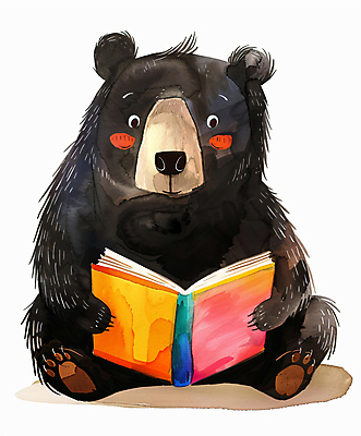 PSD 일러스트 곰 수채화 들기 사람없음 책 스터디 독서 귀여움 국내일러스트 동물 컨셉 포유류 모션 학습 파일형식