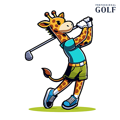 한마리 스포츠 동물캐릭터 골프 일러스트 골프클럽 사람없음 골프채 골퍼 스윙 기린 일러캐릭터 AI파일 동물 캐릭터 1 포즈 포유류 운동선수 골프용품 구기 파일형식 벡터