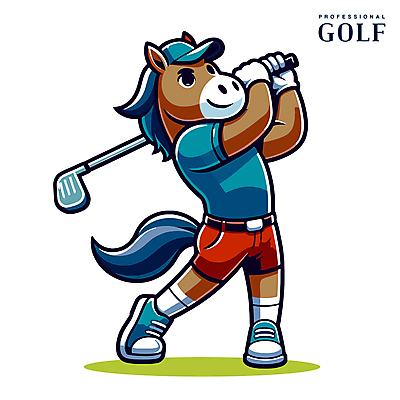 한마리 스포츠 골프 일러스트 골프클럽 사람없음 골프채 골퍼 스윙 말캐릭터 국내일러스트 AI파일 1 동물캐릭터 포즈 운동선수 골프용품 구기 말_동물 파일형식 벡터