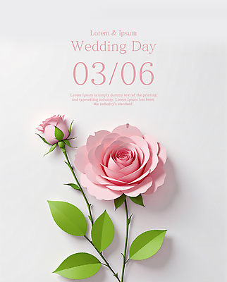 PSD 편집이미지 줄기 분홍색 결혼 잎 타이포그라피 사람없음 장미 봄 이미지편집 식물 문자 계절 꽃 컬러 이벤트 파일형식