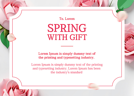 PSD 편집이미지 꽃잎 분홍색 봄꽃 타이포그라피 사람없음 장미 초대장 이미지편집 문자 꽃 컬러 카드_감사 봄 파일형식
