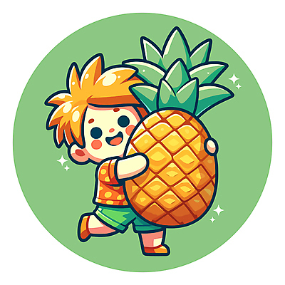 전신 남자 어린이 인물캐릭터 과일 일러스트 안기 한명 미소 들기 소년 반짝임 파인애플 다리들기 소년한명만 일러캐릭터 AI파일 캐릭터 1 모션 표정 사람 열대과일 남자한명만 소년만 파일형식 벡터