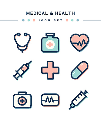 아이콘 십자가 의학 청진기 그래프 건강 병원 주사기 사람없음 알약 약 심장 구급상자 오브젝트 공병 심전도 2D아이콘 AI파일 의료기기 의료용품 장기_의학 병_담는 파일형식 벡터
