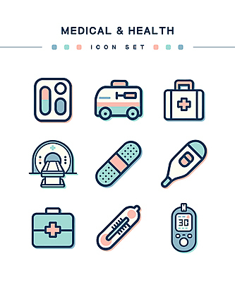 아이콘 의학 건강 병원 사람없음 상자 약 반창고 구급상자 온도계 구급차 오브젝트 MRI 혈당계 2D아이콘 AI파일 의료기기 자동차 의료용품 파일형식 벡터