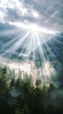 JPG 나무 구름 편집이미지 자연 산 풍경 사람없음 빛 햇빛 숲 편집실사 AI포토 AI콘텐츠 자연요소 식물 태양 CG 생태계 파일형식