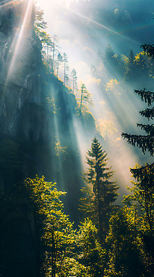 JPG 나무 구름 편집이미지 자연 산 풍경 사람없음 빛 햇빛 숲 편집실사 AI포토 AI콘텐츠 자연요소 식물 태양 CG 생태계 파일형식