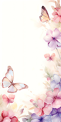 PSD 계절 꽃 나비 백그라운드 일러스트 자연 수채화 사람없음 봄 파스텔톤 국내일러스트 식물 컬러 곤충 생태계 파일형식