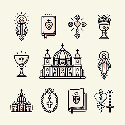 아이콘 선 십자가 사람없음 세트 성당 성경 천주교 성물 성모마리아상 2D아이콘 AI파일 종교 종교용품 종교건축 천주교용품 파일형식 벡터