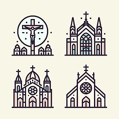 아이콘 선 십자가 사람없음 세트 성당 천주교 성물 2D아이콘 AI파일 종교 종교건축 천주교용품 파일형식 벡터