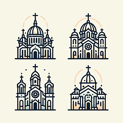 아이콘 선 십자가 사람없음 세트 성당 천주교 2D아이콘 AI파일 종교 종교건축 파일형식 벡터