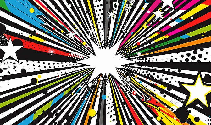 JPG 별 선 백그라운드 일러스트 사람없음 컬러풀 만화 코믹 카툰스타일 시각효과 효과 하프톤 국내일러스트 AI일러스트 AI콘텐츠 자연요소 컬러 파일형식