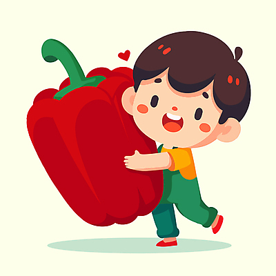전신 남자 행복 어린이 일러스트 안기 파프리카 한명 미소 들기 소년 하트 다리들기 소년한명만 국내일러스트 AI파일 모양 1 감정 채소 모션 표정 사람 남자한명만 소년만 파일형식 벡터