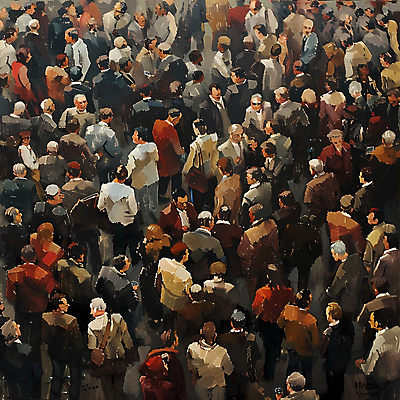 JPG 여자 남자 백그라운드 일러스트 거리 여러명 성인 야외 군중 가득함 질감 아크릴물감 성인만 국내일러스트 AI일러스트 AI콘텐츠 다수 사람 물감 파일형식
