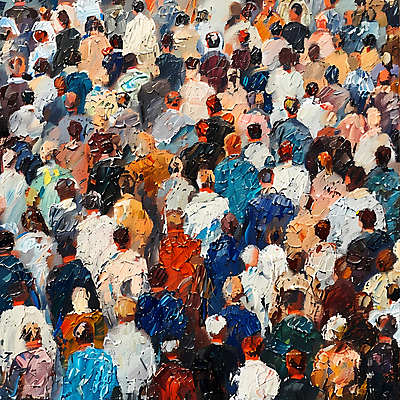 JPG 여자 남자 백그라운드 일러스트 거리 여러명 성인 야외 군중 가득함 질감 아크릴물감 성인만 국내일러스트 AI일러스트 AI콘텐츠 다수 사람 물감 파일형식