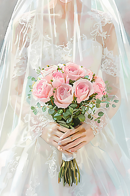 JPG 여자 신부 부케 웨딩드레스 결혼 일러스트 면사포 한명 들기 상반신 성인 뷰티 성인여자한명만 국내일러스트 AI일러스트 AI콘텐츠 1 드레스 꽃다발 모션 사람 이벤트 결혼소품 여자한명만 성인여자만 파일형식