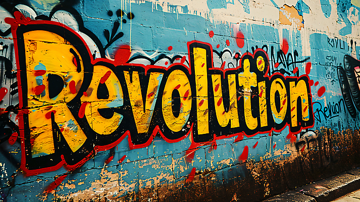 JPG 편집이미지 거리풍경 사람없음 컬러풀 페인트 그래피티 벽화 혁명 편집실사 AI포토 AI콘텐츠 컬러 컨셉 거리 풍경 낙서 CG 그림 파일형식