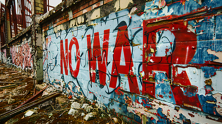 JPG 편집이미지 거리풍경 사람없음 컬러풀 페인트 그래피티 벽화 편집실사 AI포토 AI콘텐츠 컬러 거리 풍경 낙서 CG 그림 파일형식