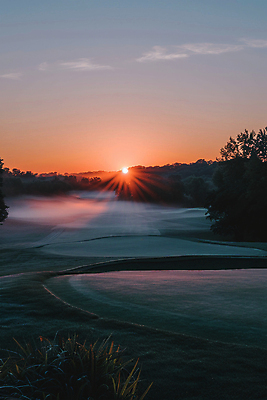 JPG 나무 편집이미지 골프장 필드 하늘 풍경 사람없음 태양 일출 새벽 안개 편집실사 AI포토 AI콘텐츠 자연요소 식물 골프 스포츠시설 날씨 노을 CG 파일형식