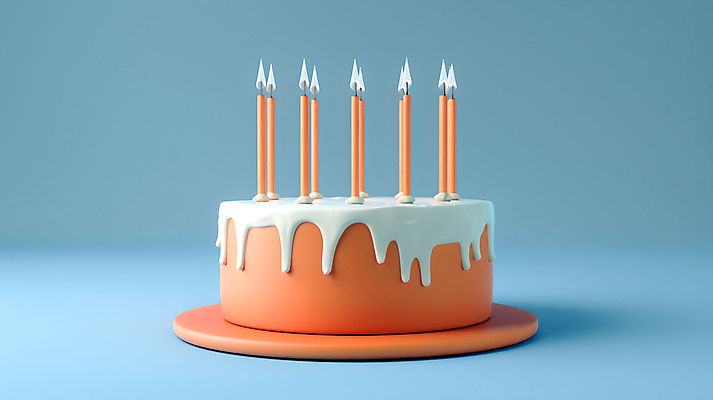 JPG 편집이미지 음식 촛불 사람없음 장식 한개 3D 주황색 생일케이크 생일축하 생일초 편집3D AI컴퓨터그래픽 AI콘텐츠 1 컬러 초 케이크 축하 생일 디지털합성 파일형식