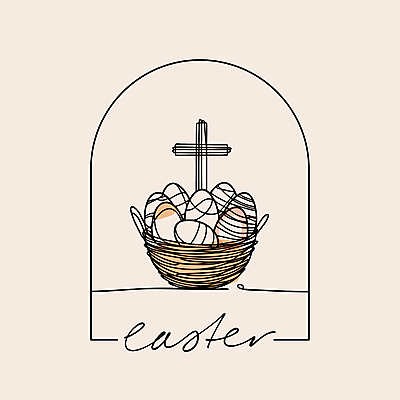 기독교 십자가 라인일러스트 일러스트 사람없음 바구니 봄 부활절계란 베이지색 미니멀 국내일러스트 AI파일 계절 종교 컬러 부활절 계란 파일형식 벡터