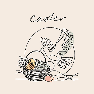 기념일 라인일러스트 일러스트 사람없음 바구니 평화 봄 비둘기 부활절계란 베이지색 미니멀 국내일러스트 AI파일 계절 컬러 컨셉 조류 부활절 이벤트 계란 파일형식 벡터