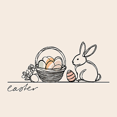 기념일 라인일러스트 일러스트 사람없음 바구니 봄 토끼 부활절계란 베이지색 미니멀 국내일러스트 AI파일 계절 컬러 포유류 부활절 이벤트 반려동물 계란 파일형식 벡터