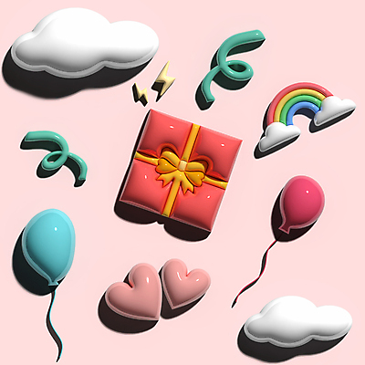 구름 분홍색 백그라운드 무지개 일러스트 사람없음 선물상자 3D 하트 입체 풍선 번개모양 국내일러스트 AI파일 자연요소 모양 컬러 선물 상자 번개 디지털합성 파일형식 벡터