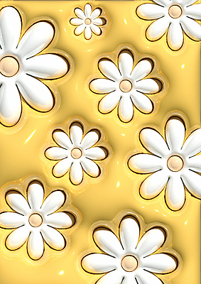 백그라운드 일러스트 자연 사람없음 노란색 3D 흰색 입체 데이지 국내일러스트 AI파일 꽃 컬러 디지털합성 생태계 파일형식 벡터