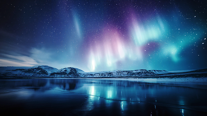 JPG 편집이미지 백그라운드 자연 밤하늘 산 사람없음 파란색 빛 신비 북극 디지털합성 빙하 오로라 편집소스 편집실사 AI포토 AI콘텐츠 컬러 컨셉 자연현상 하늘 야간 극지방 CG 생태계 파일형식