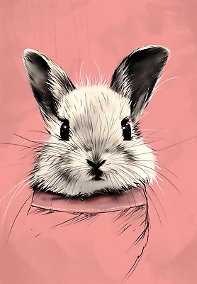 JPG 분홍색 일러스트 사람없음 귀여움 표현 토끼 주머니 스케치 디지털합성 그림 국내일러스트 AI일러스트 AI콘텐츠 컬러 컨셉 포유류 미술 반려동물 파일형식